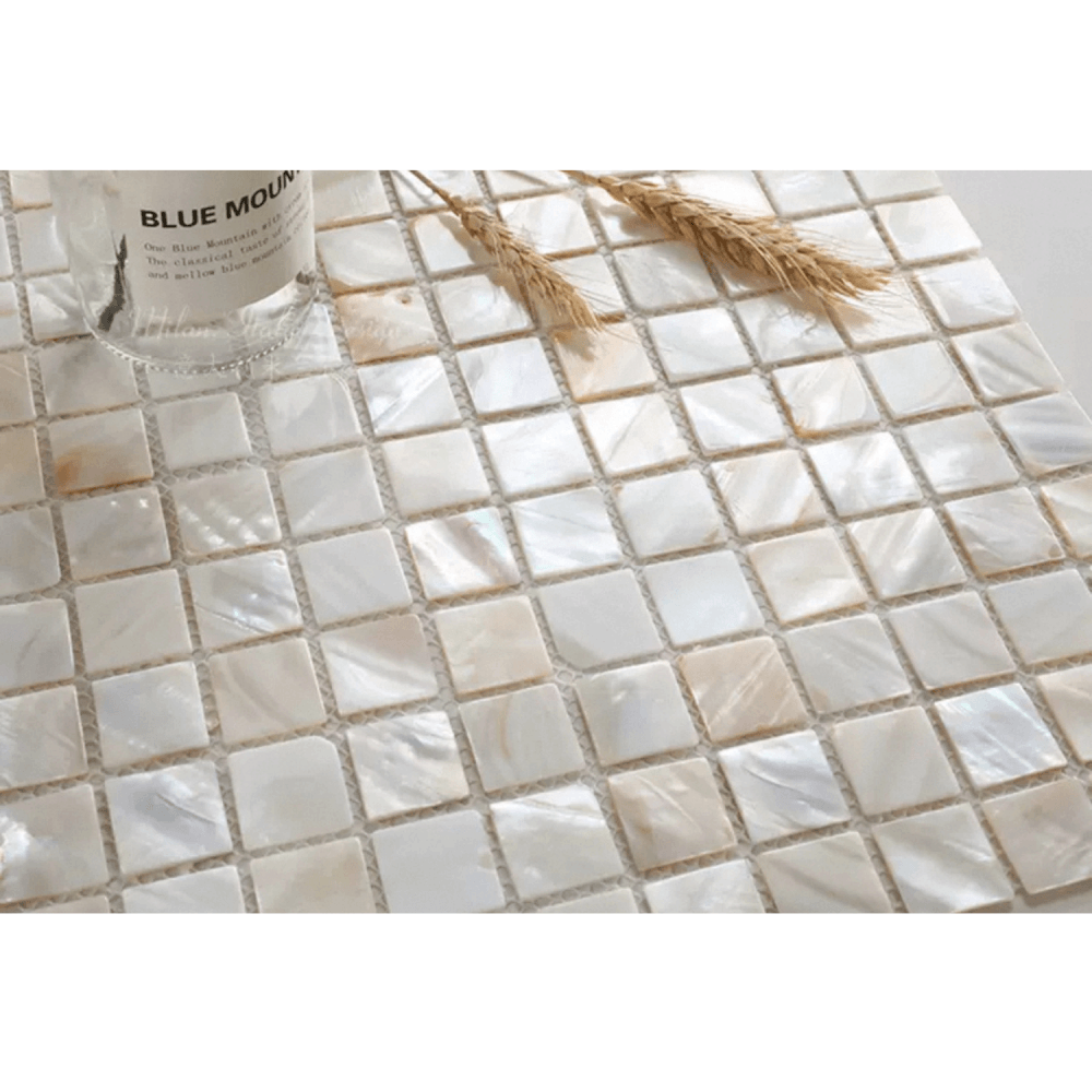 โมเสคเปลือกหอย TIMELESS TILES รุ่น PEARL SEASHELL MOSAIC 30 X 30 ซม. สีขาว CHAMPANGE WHITE ทรงสี่เหลี่ยมจัตุรัส ผิวเงา_4